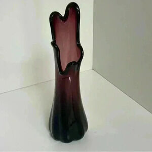 Vintage  60s midcentury amethyst purple 5 finger swung vase